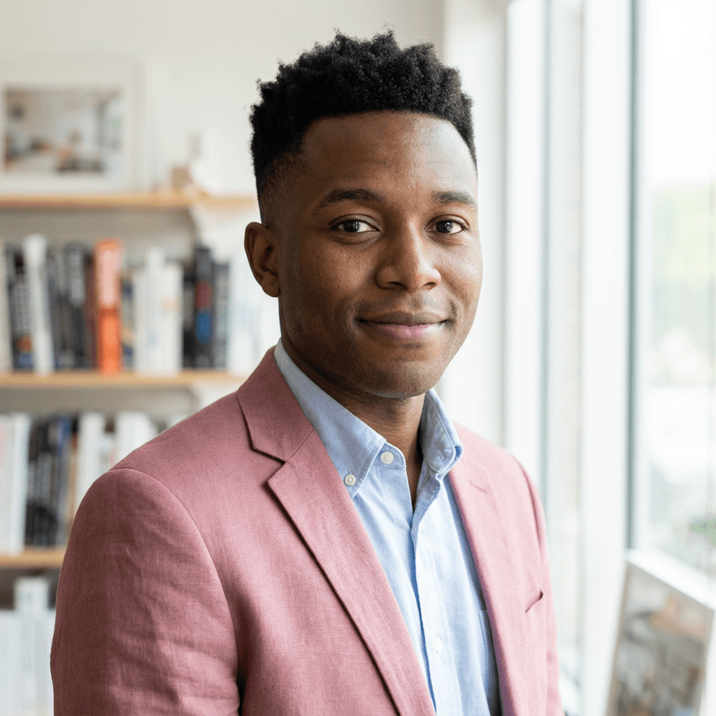 David Okafor, a weekend renter in his late 20s, photographed in a city setting